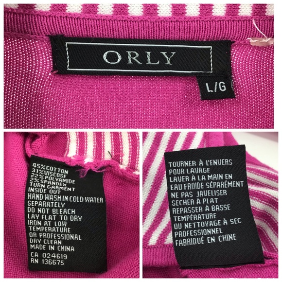 Orly Pink and White 3/4 Sleeve Cardigan, Large - Picture 16 of 16